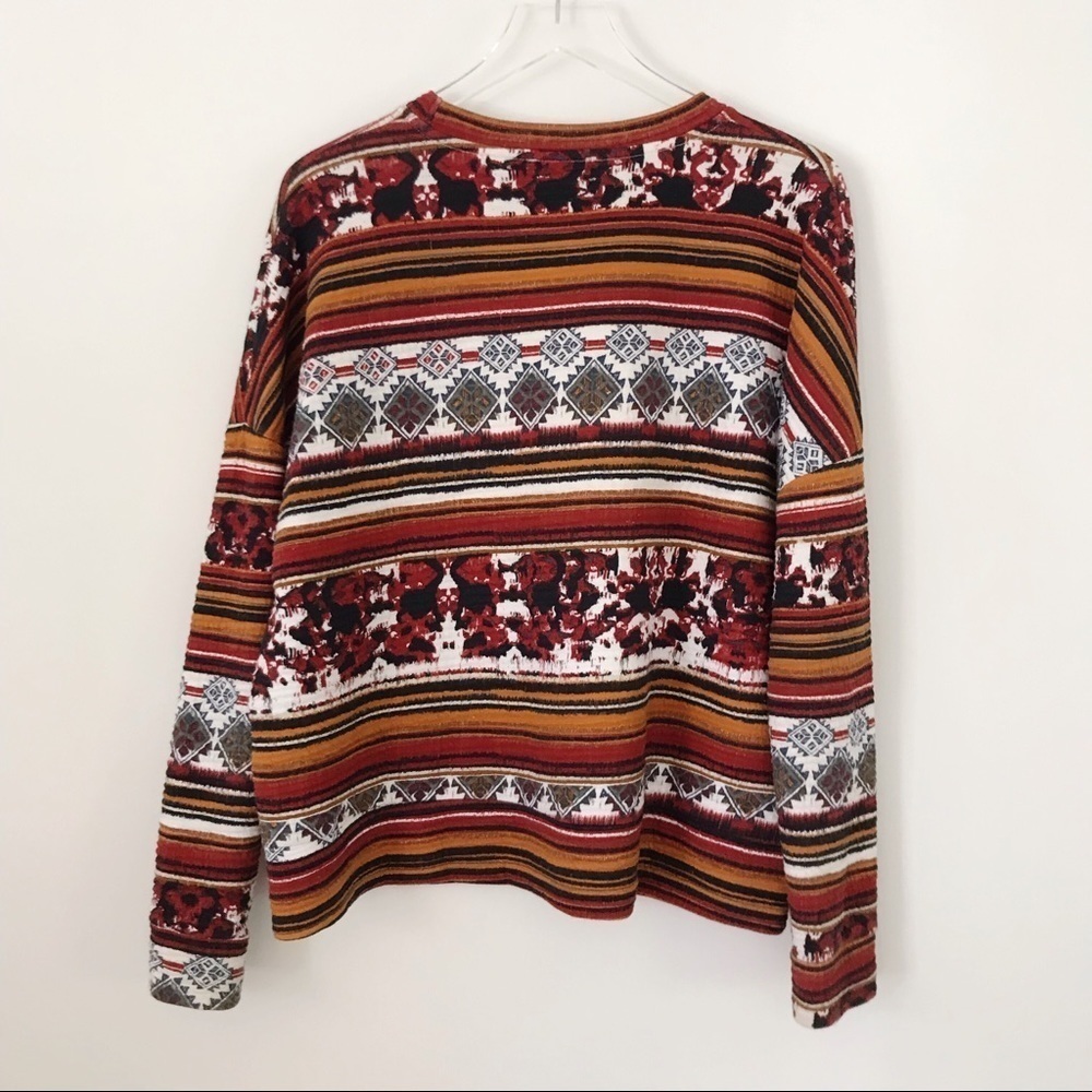 Zara Long Sleeve Red and Orange Graphic Top Size Small - Picture 7 of 8